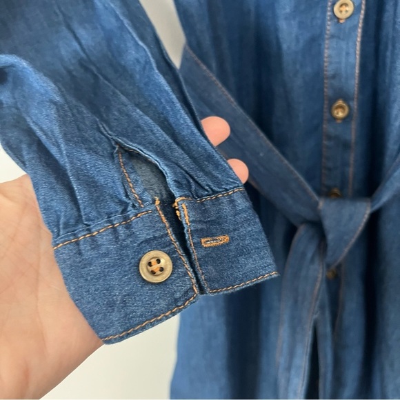 NWT Davi & Dani Denim Embroidered Shirt Dress Cotton Chambray Bird Pockets Small - Picture 6 of 15